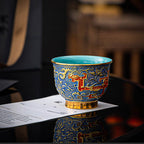 Hand-Hammered Textured Cloisonné "Kui Dragon" Master's Tea Cup - Rouseclay