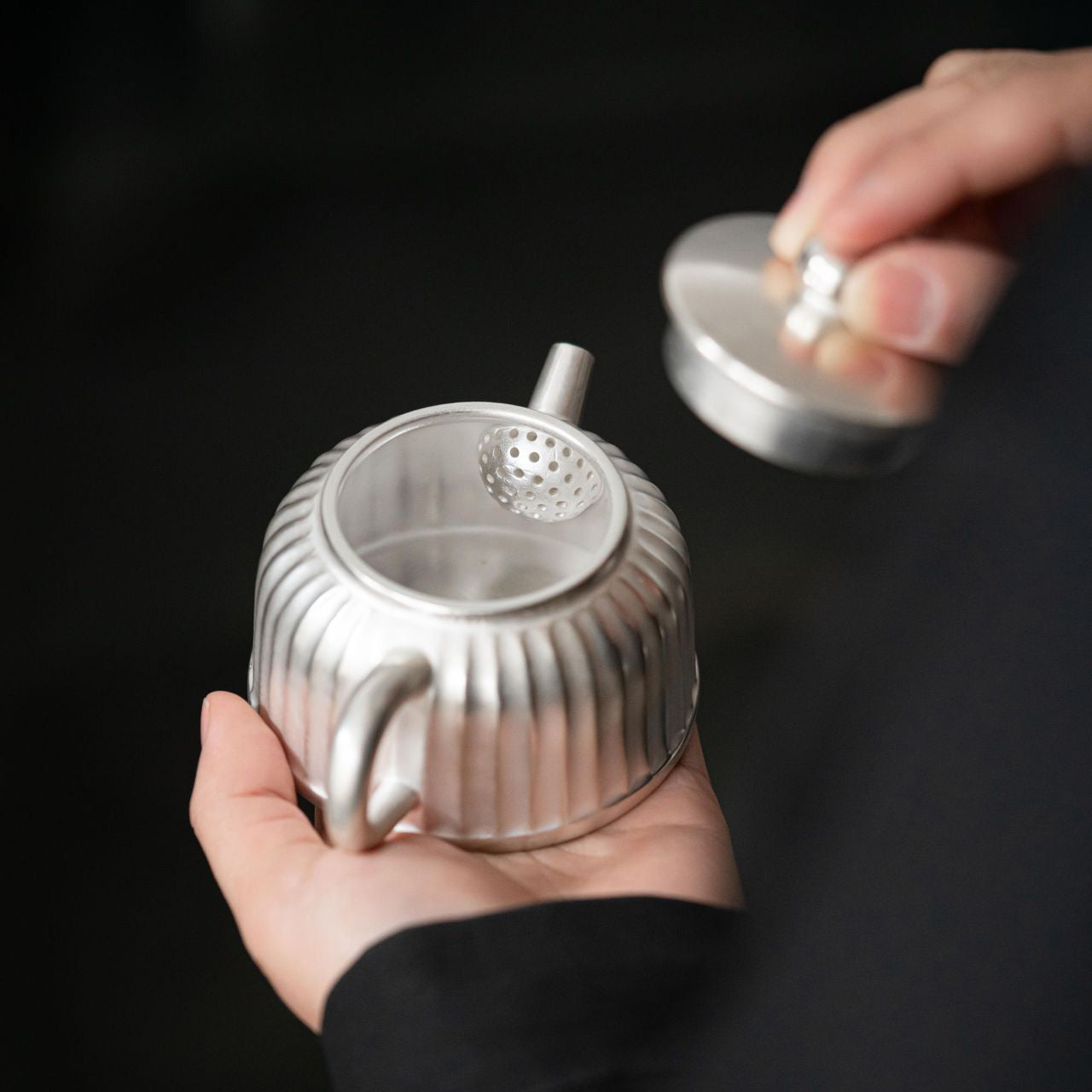 Handmade Gilded Silver Chrysanthemum Petal Teapot - Rouseclay