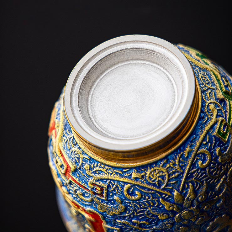 Hand-Hammered Textured Cloisonné "Kui Dragon" Master's Tea Cup - Rouseclay