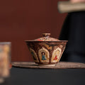 Dunhuang Murals Hand-Thrown Painted Gaiwan with Gold Tracing - Rouseclay