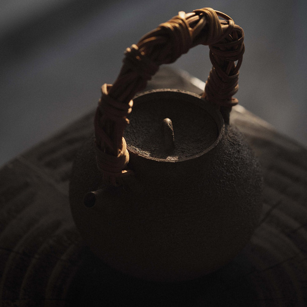 Wood-Fired Rattan-Wrapped Arch Handle Pottery pure Handcrafted - Rouseclay