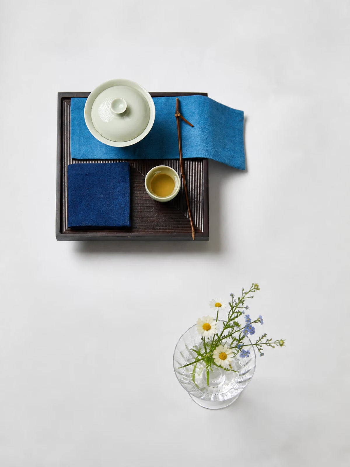 Indigo tea cloth tea towel for pot mat and cup coaster