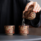 Dunhuang Murals Hand-Thrown Painted TeaCup with Gold Tracing - Rouseclay