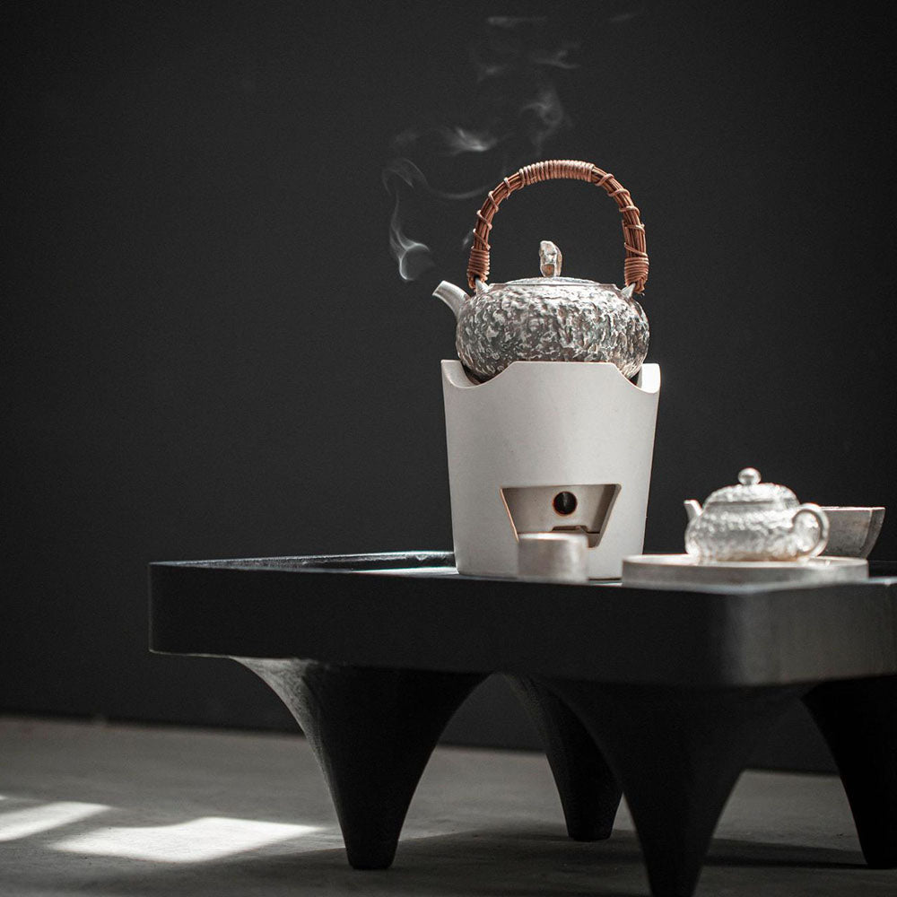 999 Pure Silver Hand-Hammered Tea Kettle with Arch Handle - Rouseclay
