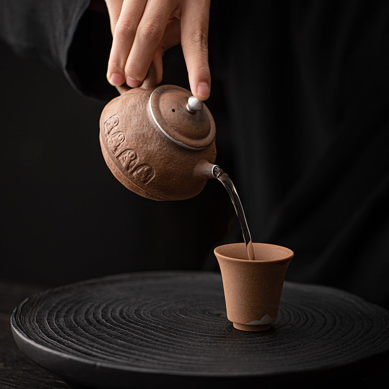 Dunhuang Aged Rock Clay Coarse Pottery Teapot Handcrafted - Rouseclay