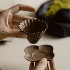 Tobacco-Brown Glaze Floral Rim Zisha Teacup - Rouseclay