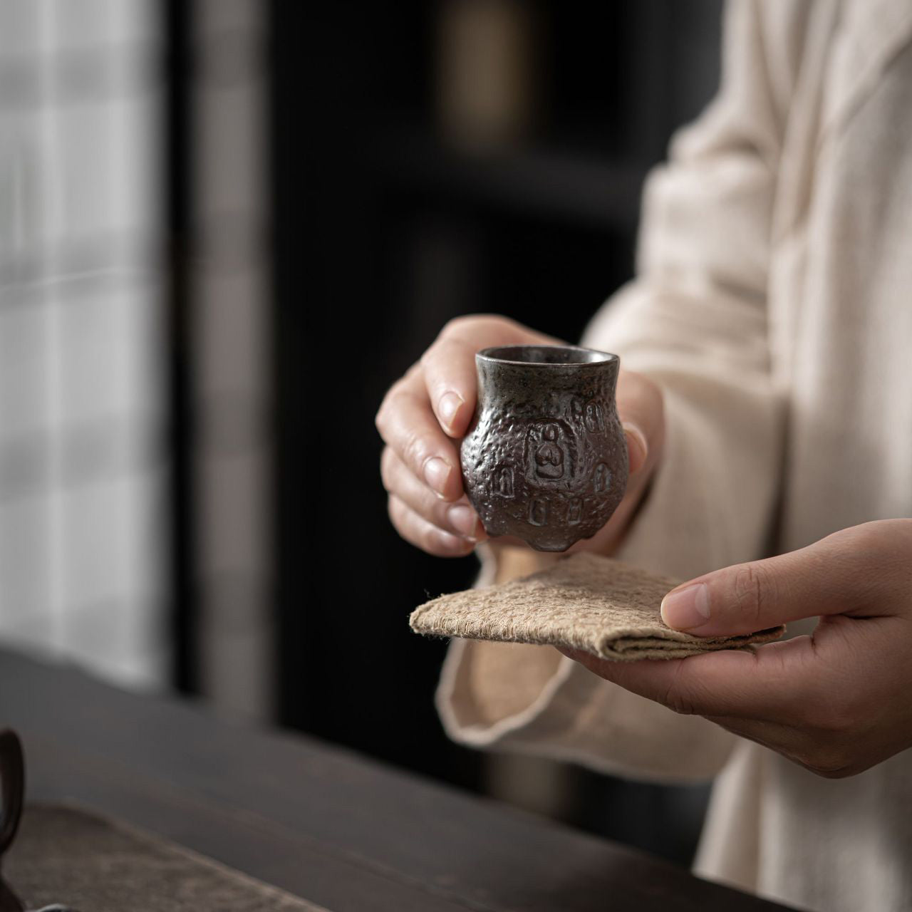 Dunhuang Primitive Coarse Clay Stem TeaCup - Rouseclay