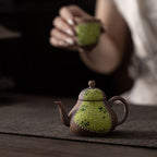 Hand-Painted Yellow Chrysanthemum Coarse Pottery Pear-Shaped Teapot - Rouseclay