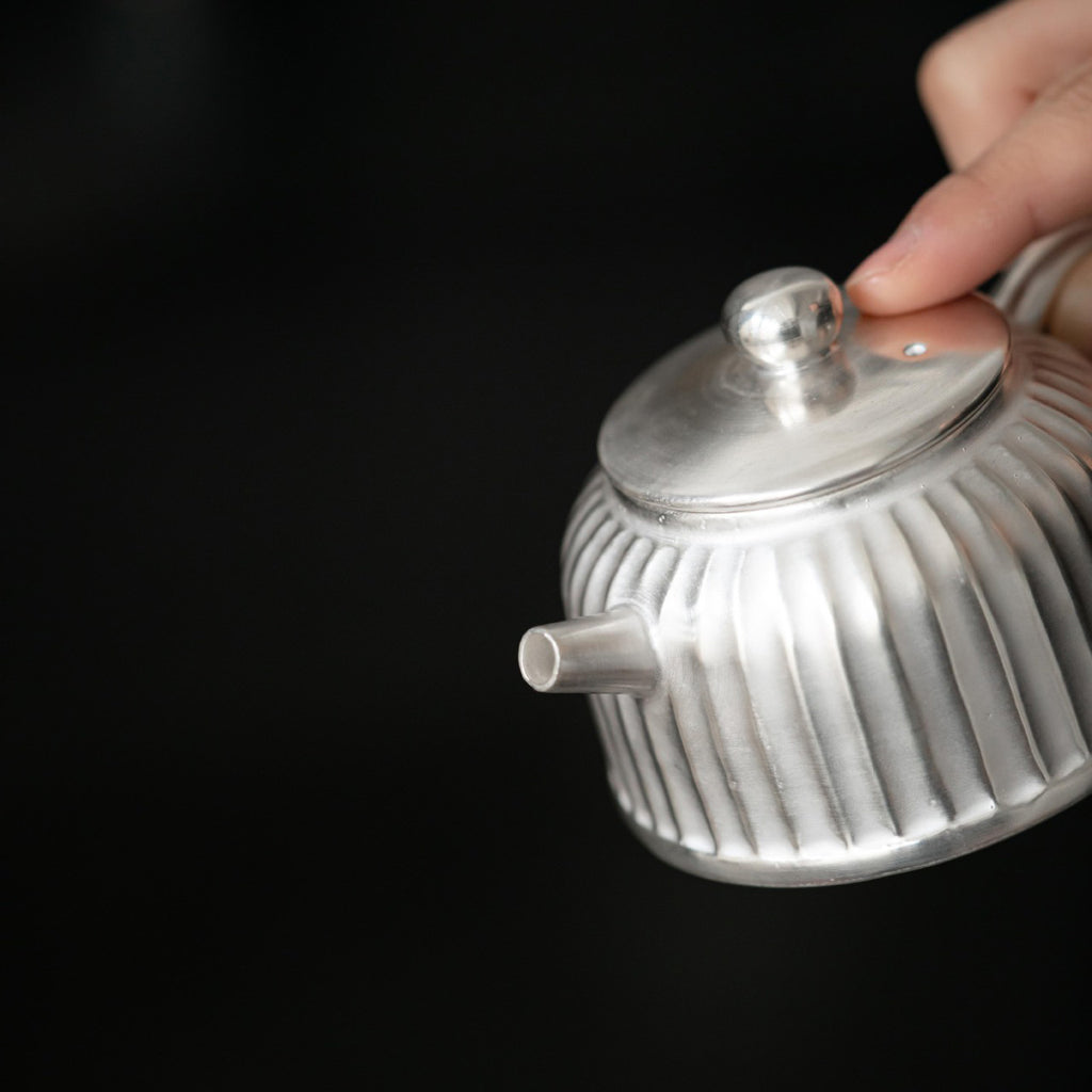 Handmade Gilded Silver Chrysanthemum Petal Teapot - Rouseclay