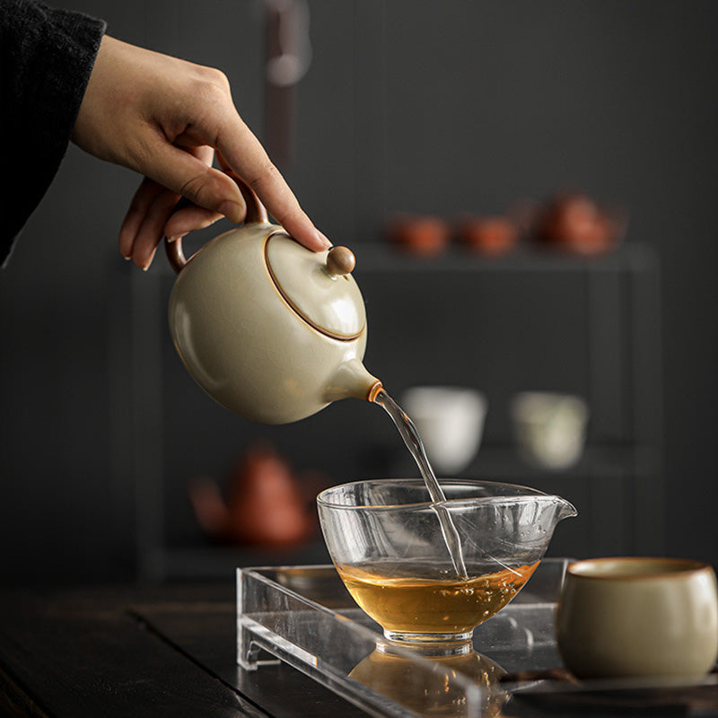 Cream-Glazed Ruyao "Longdan" Teapot with Cultivated Golden Crackle - Rouseclay