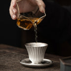 Silver-Gilded Linear Stripe Porcelain Teacup - Rouseclay