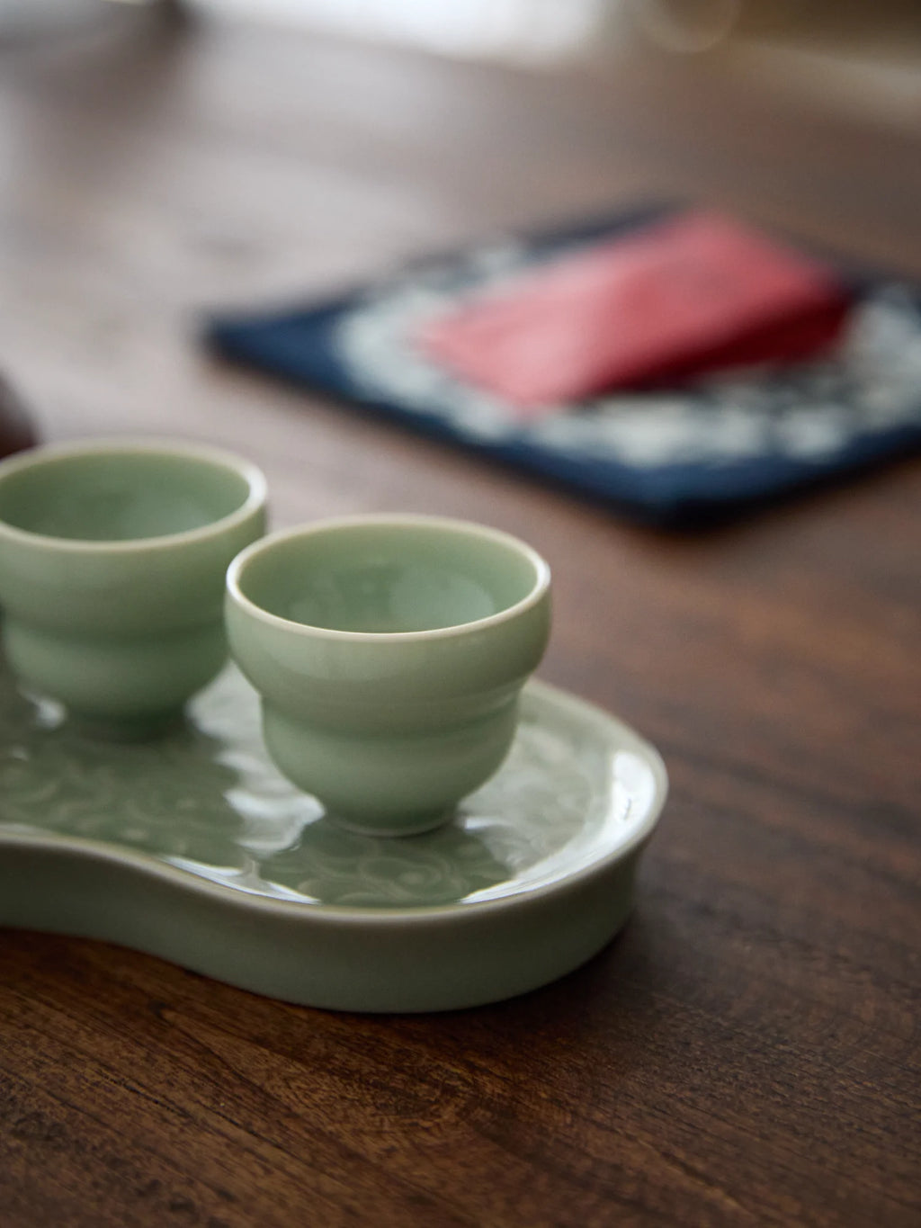 Ouware Handmade with Wood-Fired Gourd-Shaped celadon TeaCup