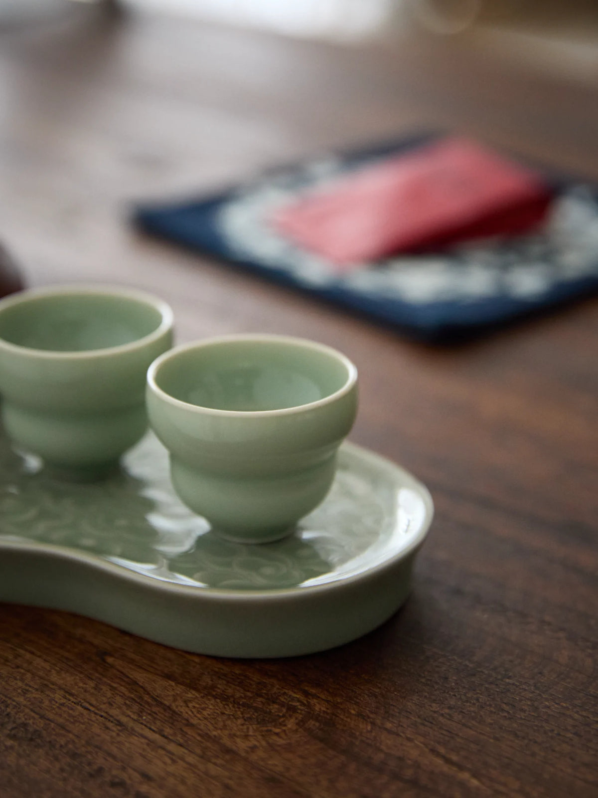 Ouware Handmade with Wood-Fired Gourd-Shaped celadon TeaCup