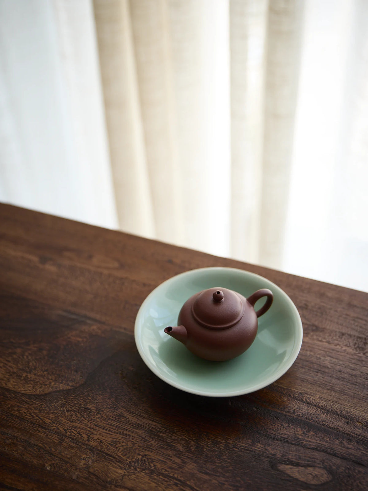 Handmade Purple clay Small flat-shaped zisha teapot
