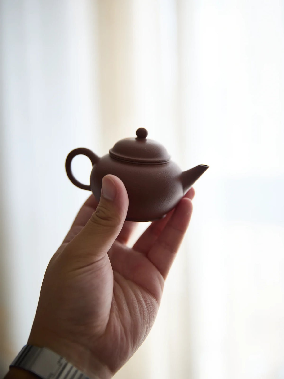 Handmade Purple clay Small flat-shaped zisha teapot