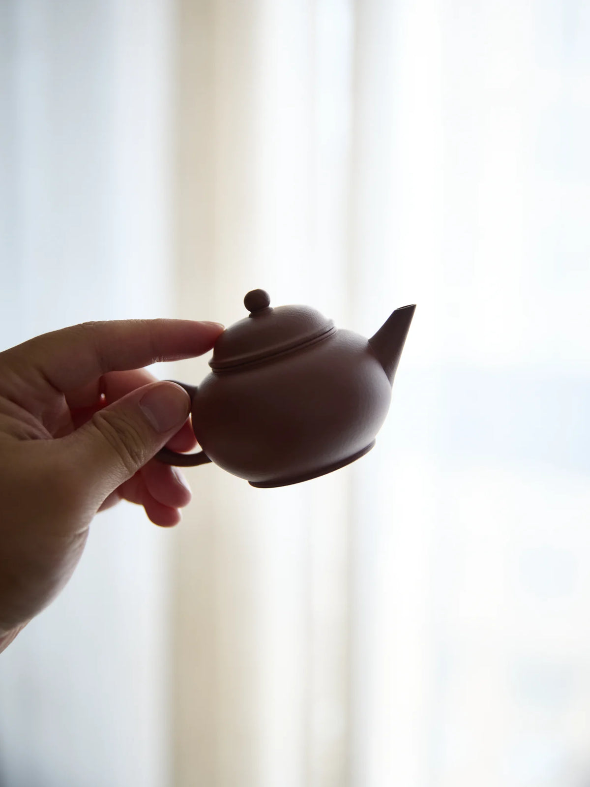 Handmade Purple clay Small flat-shaped zisha teapot