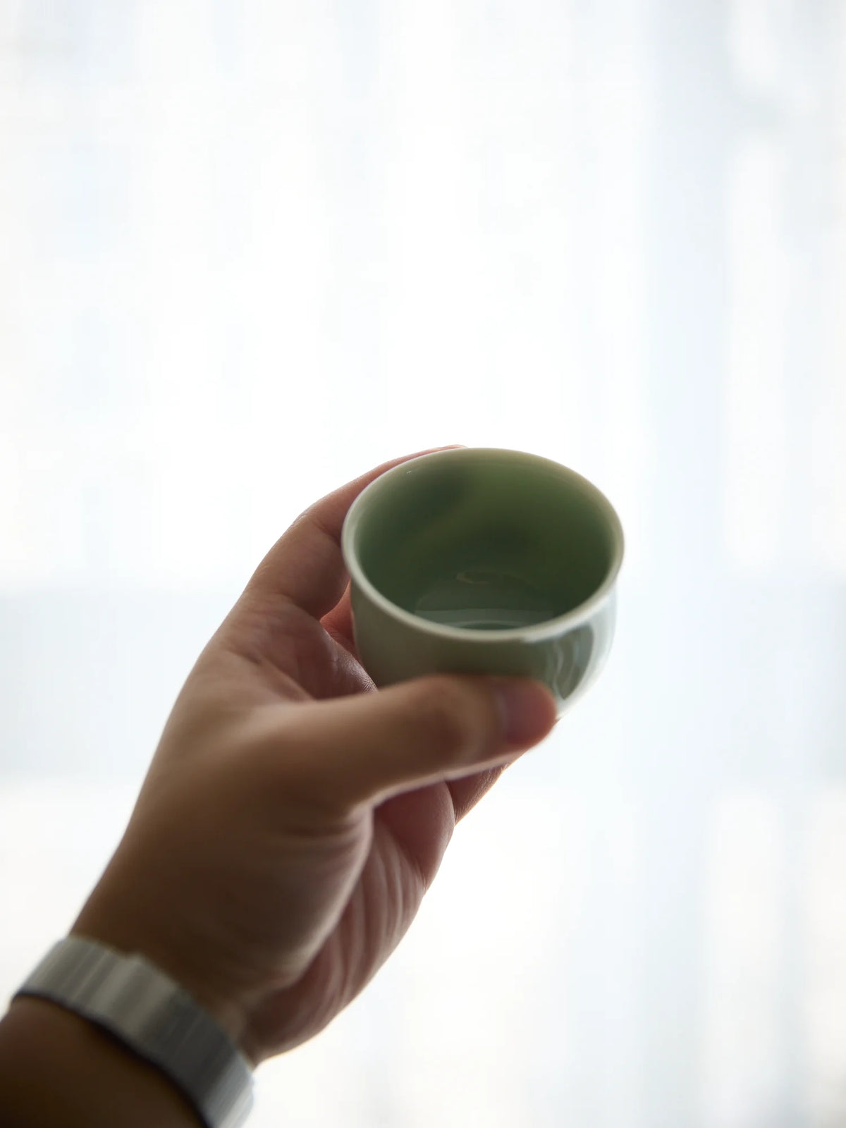 Ou Ware Celadon Arhat / Zen Teacup – Handmade Full-Palm Gongfu Tea Cup