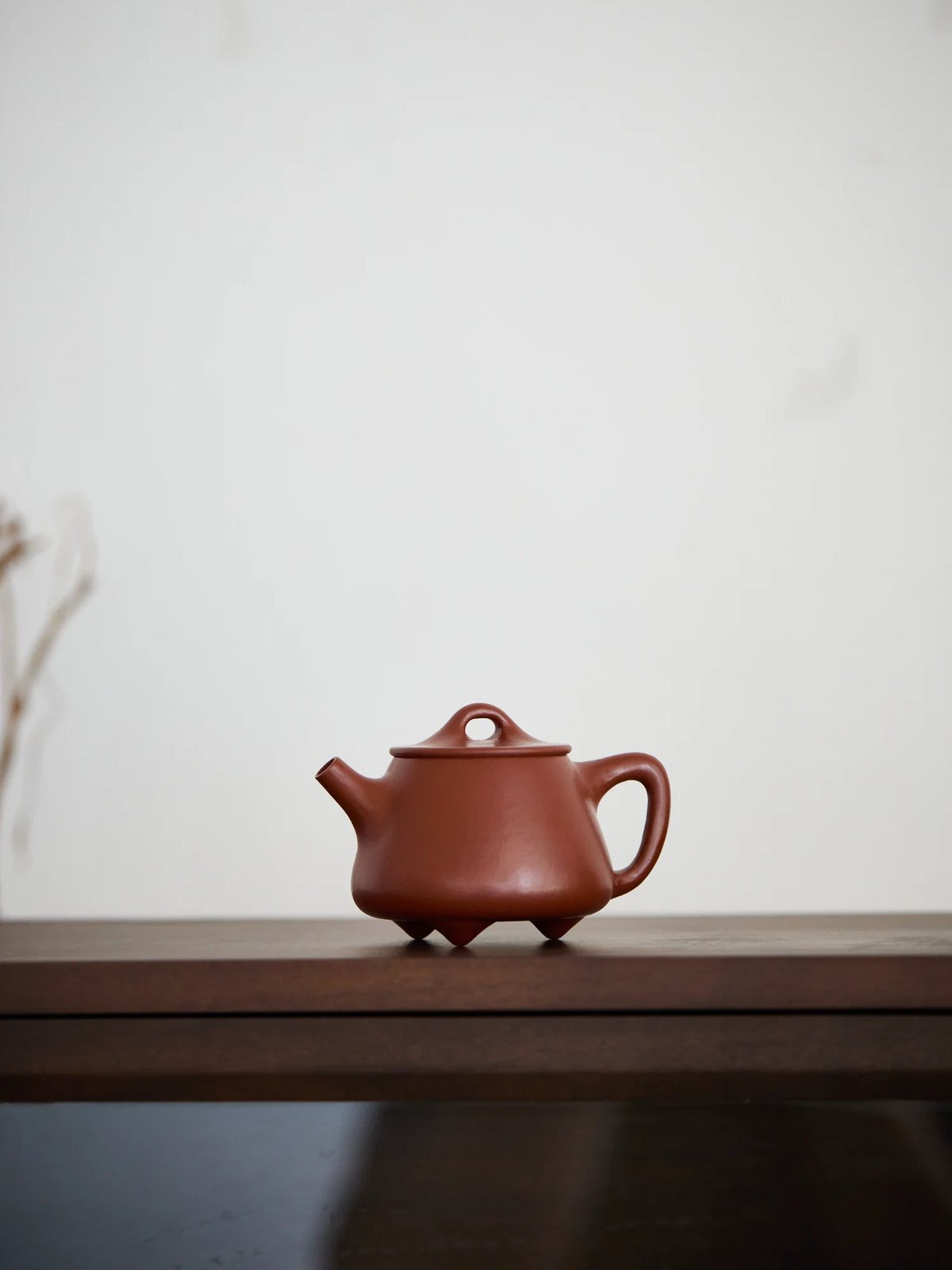 Handmade "Da Hong Pao" (Crimson Robe) Zhuni Clay Three-Legged Tall "Shi Piao" Style Zisha Teapot