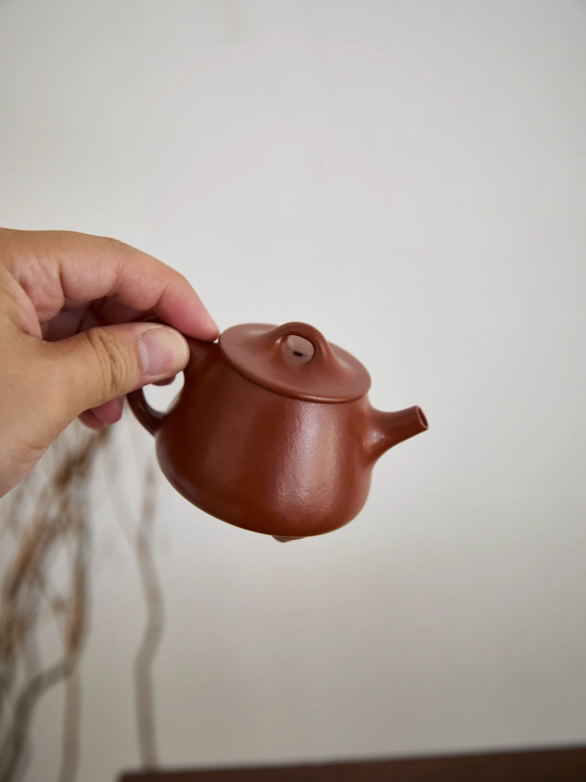 Handmade "Da Hong Pao" (Crimson Robe) Zhuni Clay Three-Legged Tall "Shi Piao" Style Zisha Teapot