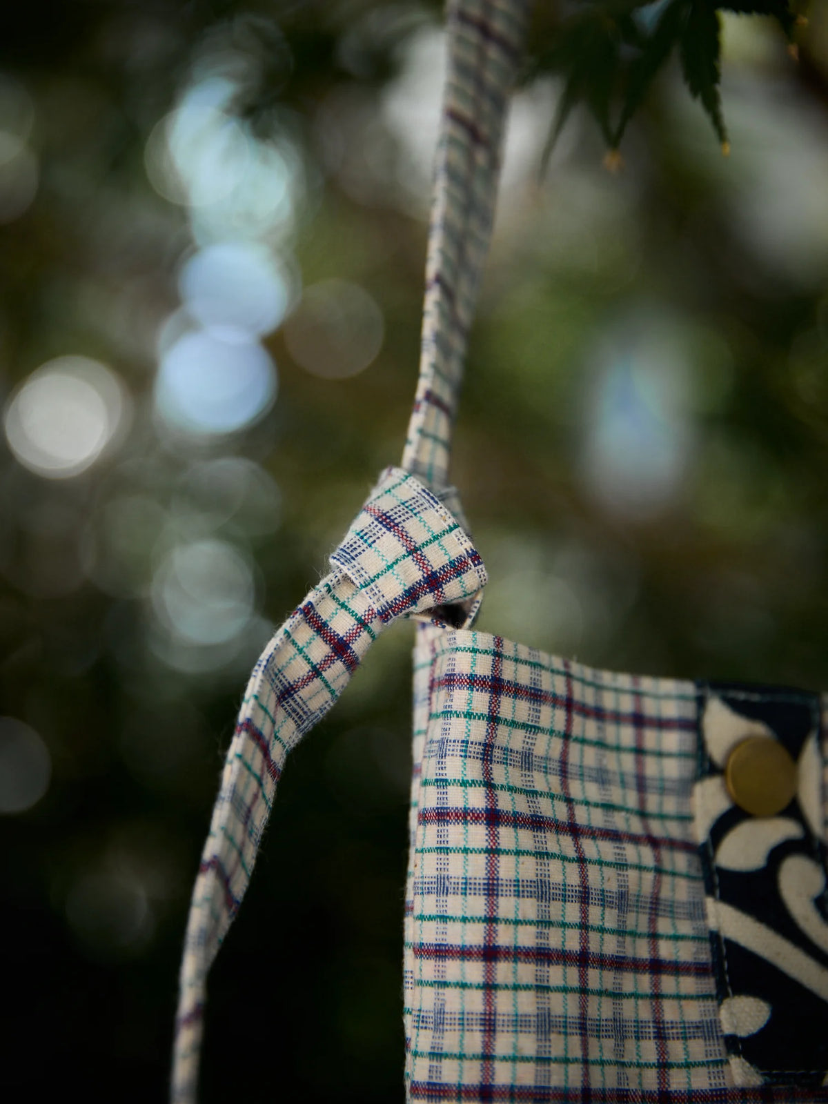 Handmade crossbody bag (phone pouch) with indigo-dyed accents