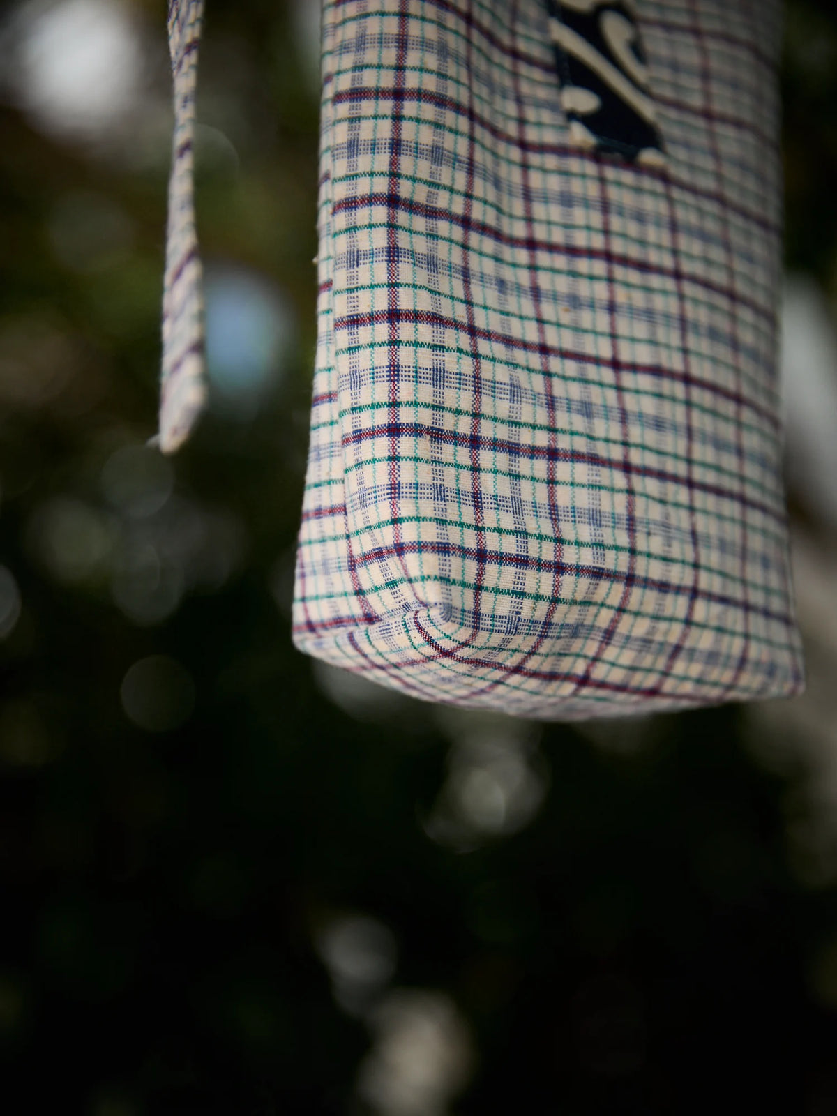 Handmade crossbody bag (phone pouch) with indigo-dyed accents