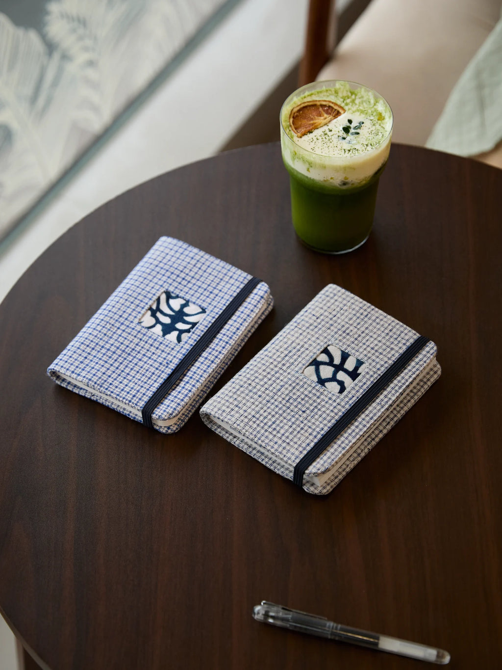 Handmade A6 refillable fabric notebook cover with Lanjiaxie indigo-dyed decorations (including replaceable inserts)