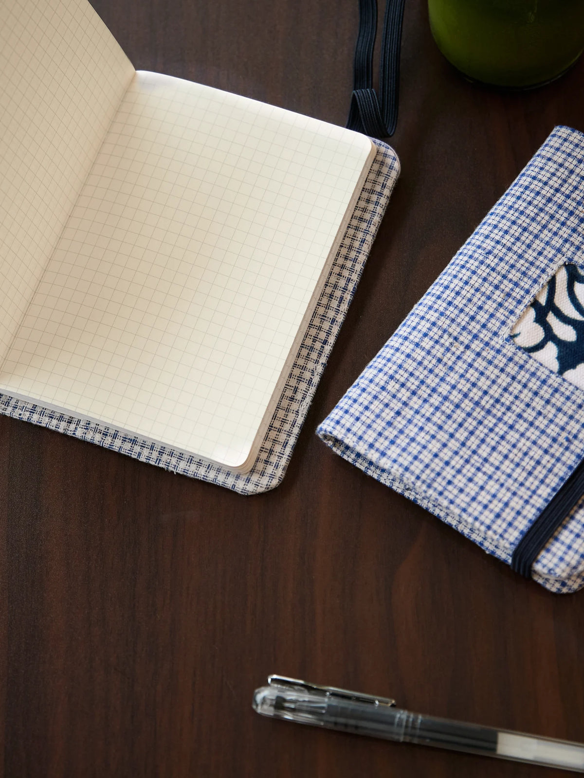 Handmade A6 refillable fabric notebook cover with Lanjiaxie indigo-dyed decorations (including replaceable inserts)