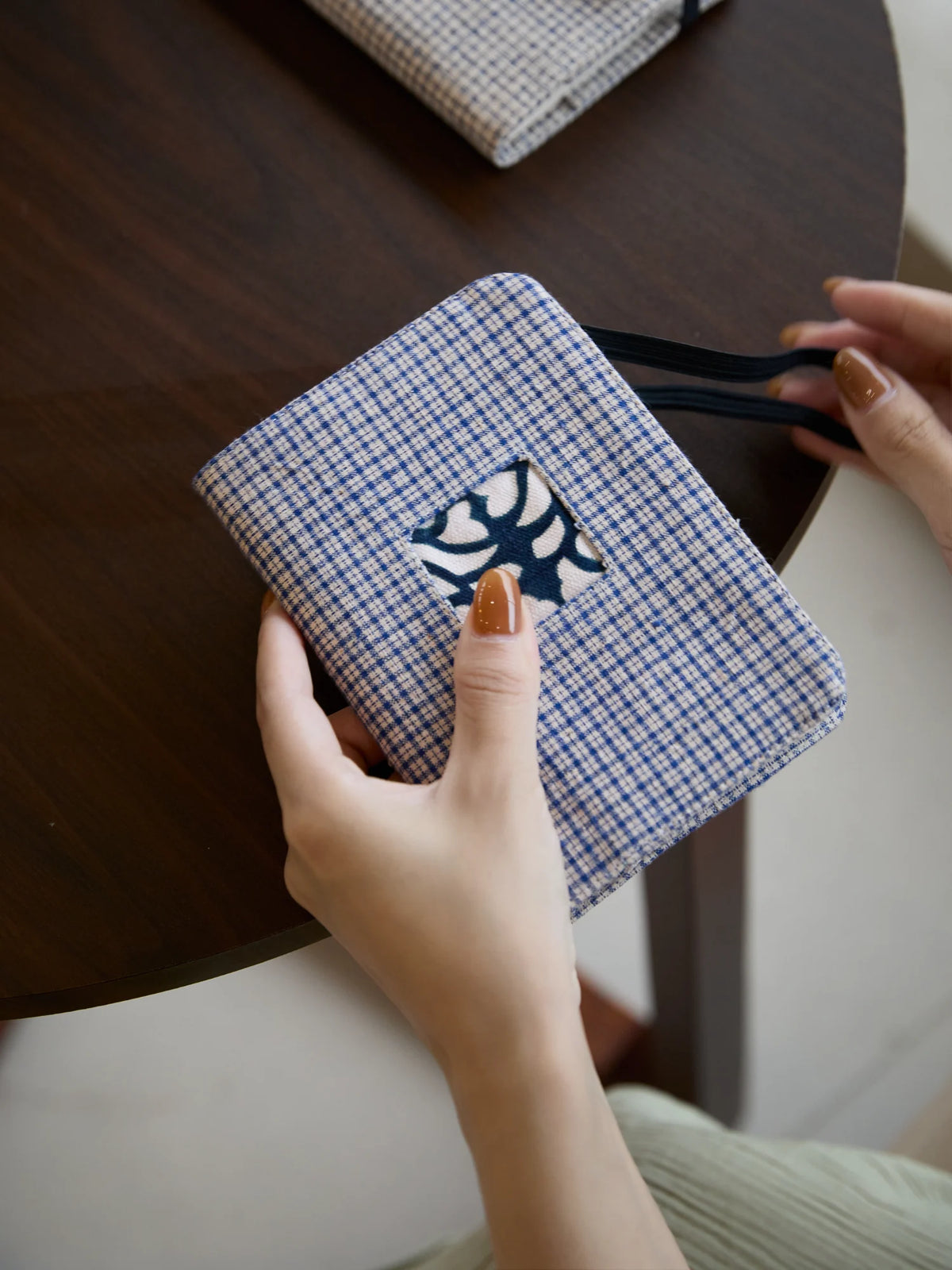 Handmade A6 refillable fabric notebook cover with Lanjiaxie indigo-dyed decorations (including replaceable inserts)