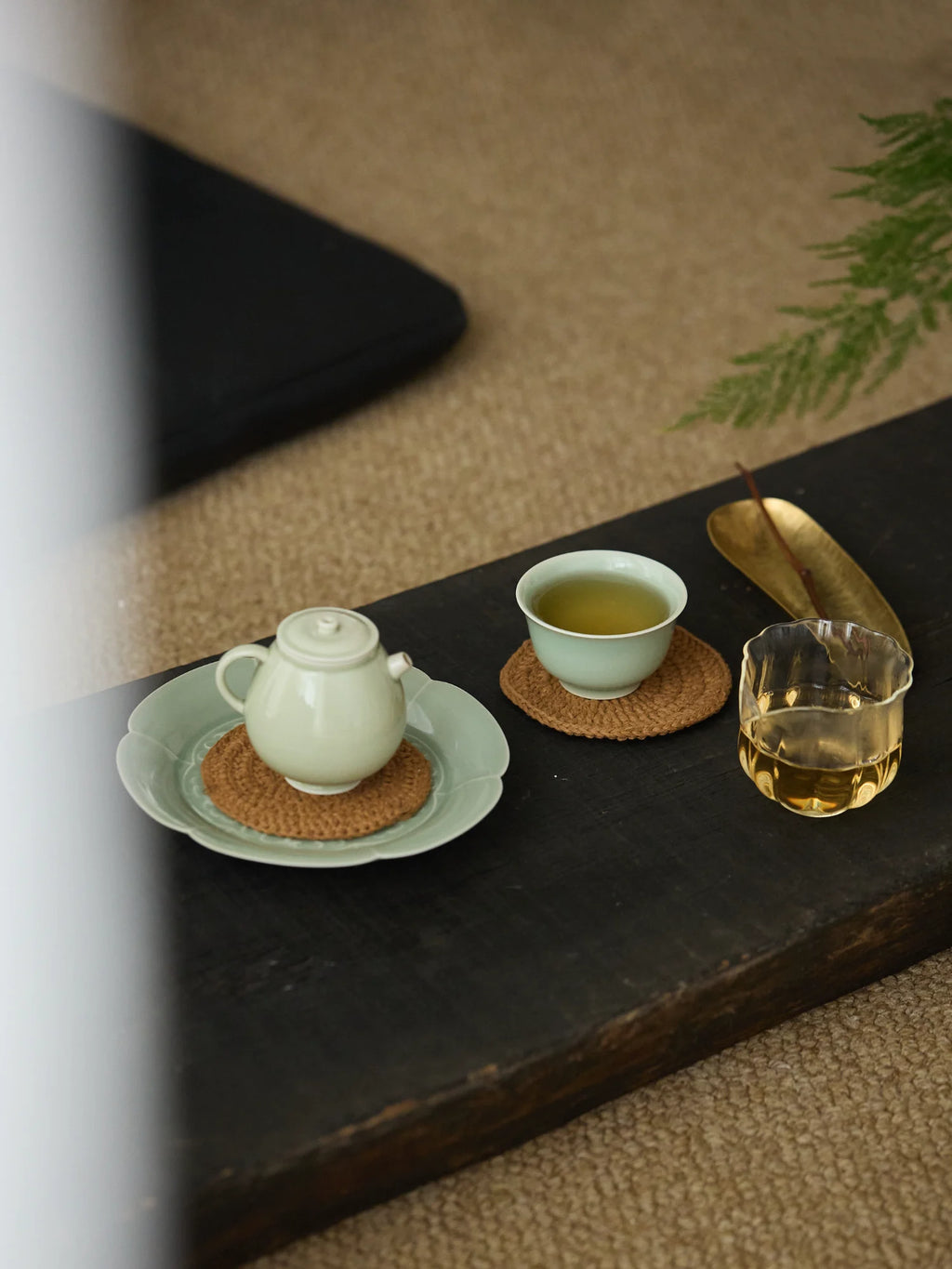 Ou Ware Celadon Press-Hand Teacup – Handmade Yongle Style Chinese Tea Cup