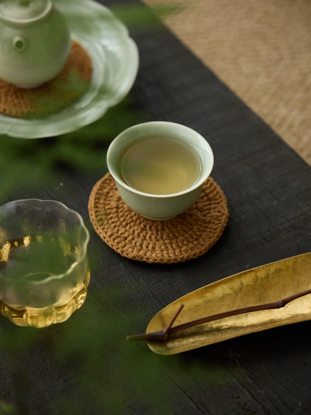 Ou Ware Celadon Press-Hand Teacup – Handmade Yongle Style Chinese Tea Cup