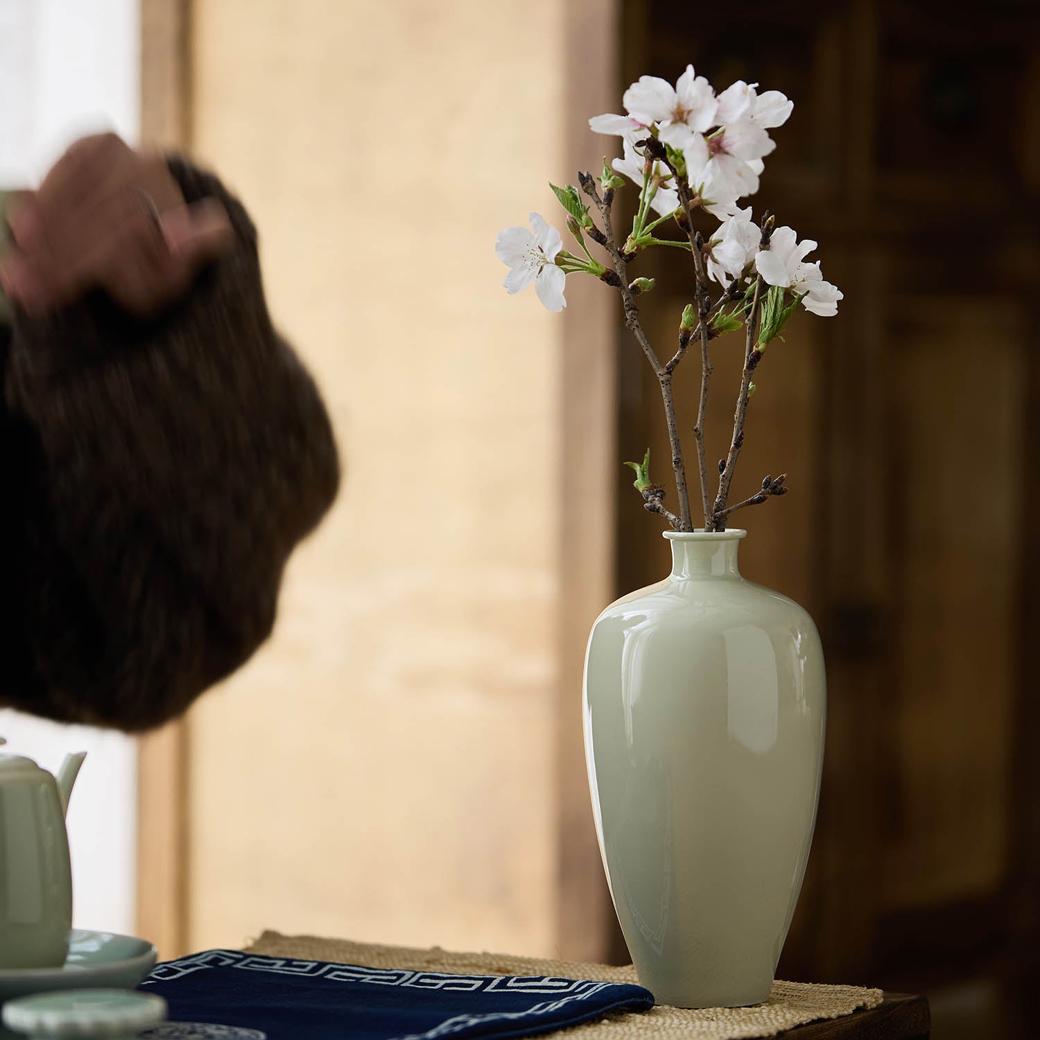 Ou Celadon Handmade Meiping Vase studio celadon ceramic tea cup collector piece