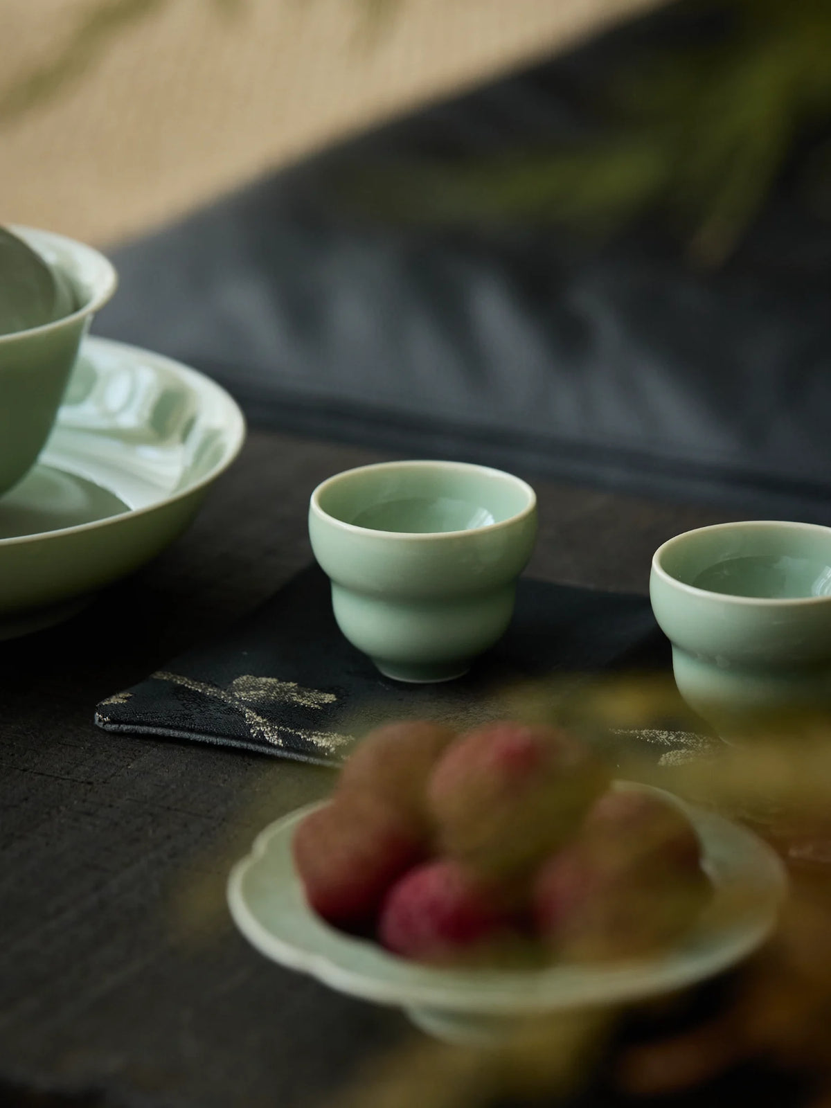 Ouware Handmade with Wood-Fired Gourd-Shaped celadon TeaCup