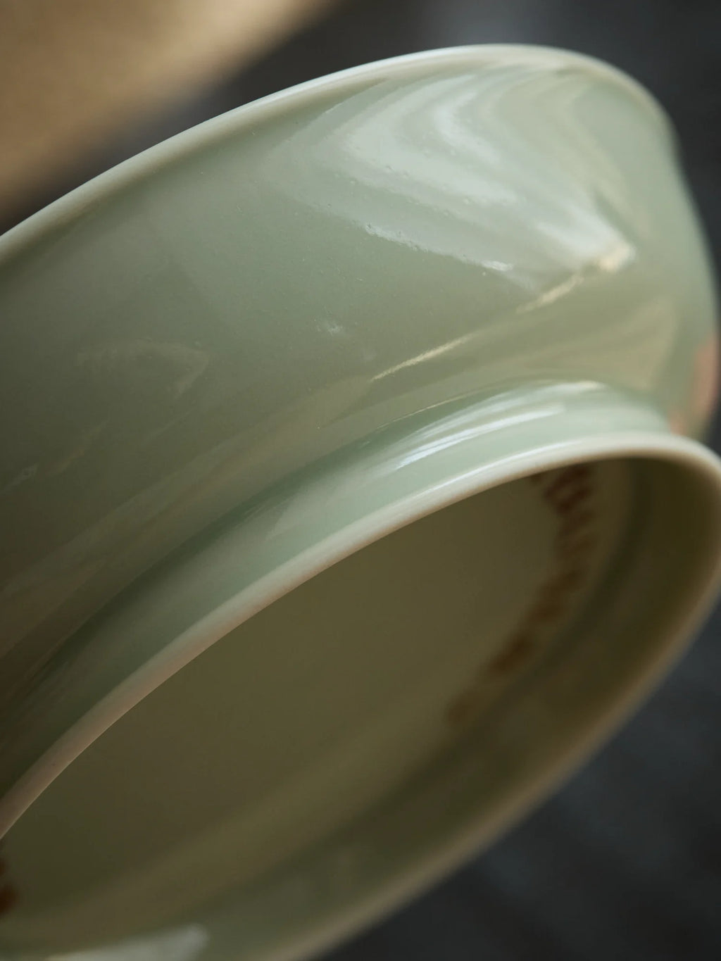 Ouware handmade celadon porcelain high-footed pot stand OOAK