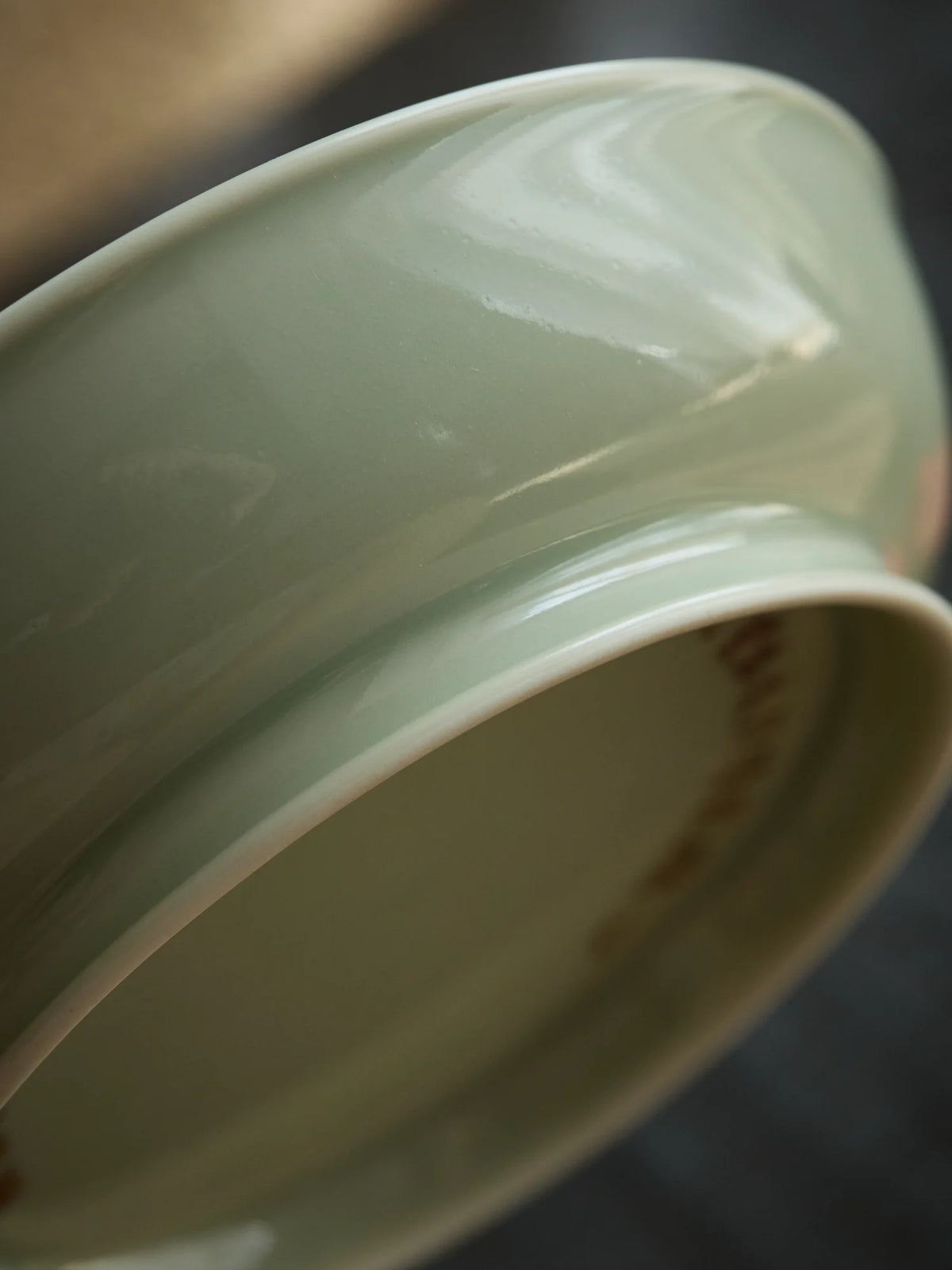 Ouware handmade celadon porcelain high-footed pot stand OOAK