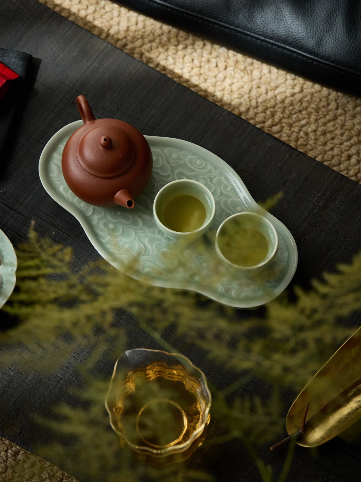 Ouware Handmade with Wood-Fired Gourd-Shaped celadon TeaCup