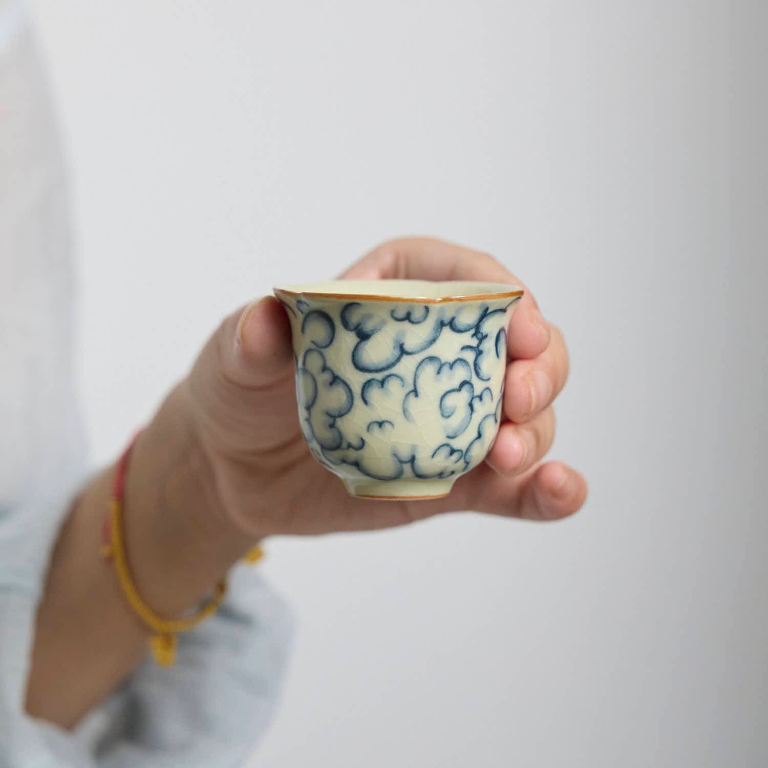 Ru Kiln Auspicious Clouds & Floral Rim Cup - Rouseclay