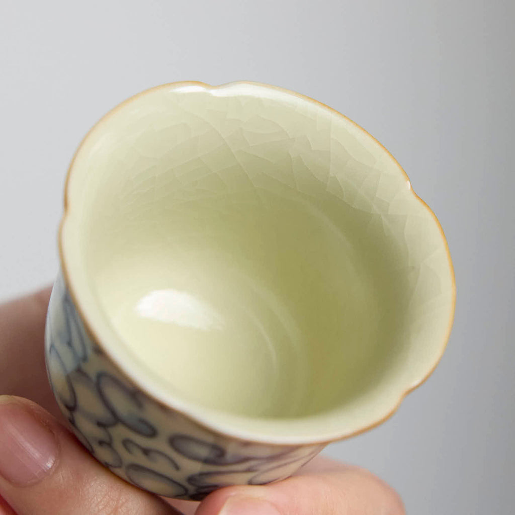 Ru Kiln Auspicious Clouds & Floral Rim Cup - Rouseclay