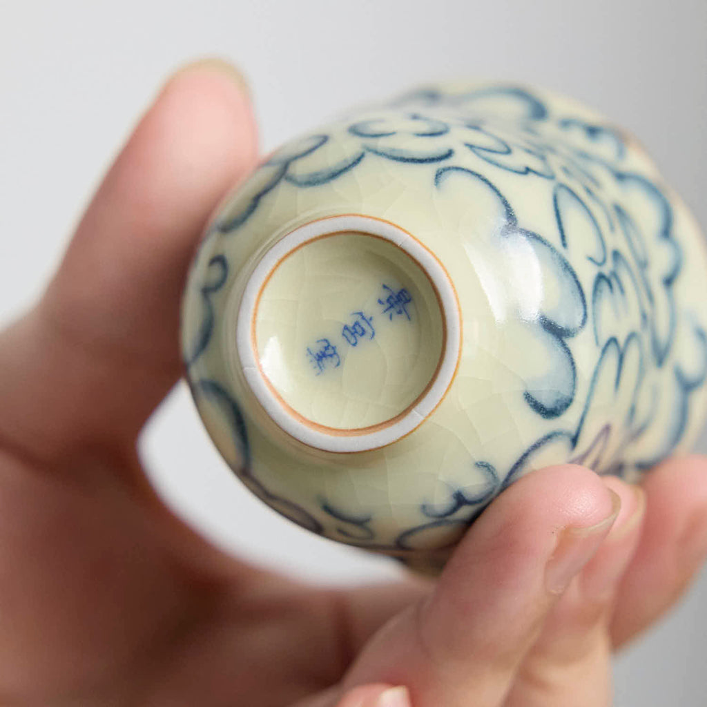 Ru Kiln Auspicious Clouds & Floral Rim Cup - Rouseclay