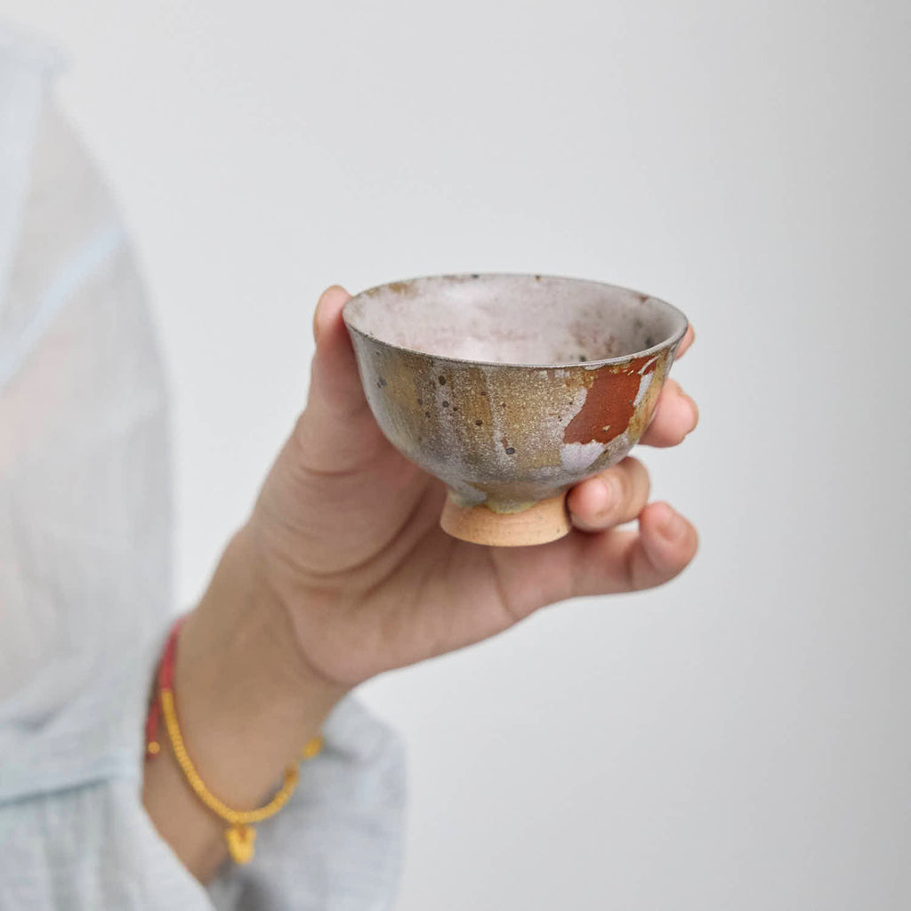 OOAK Rust Red Footed Teacup #75Cu3 - Rouseclay