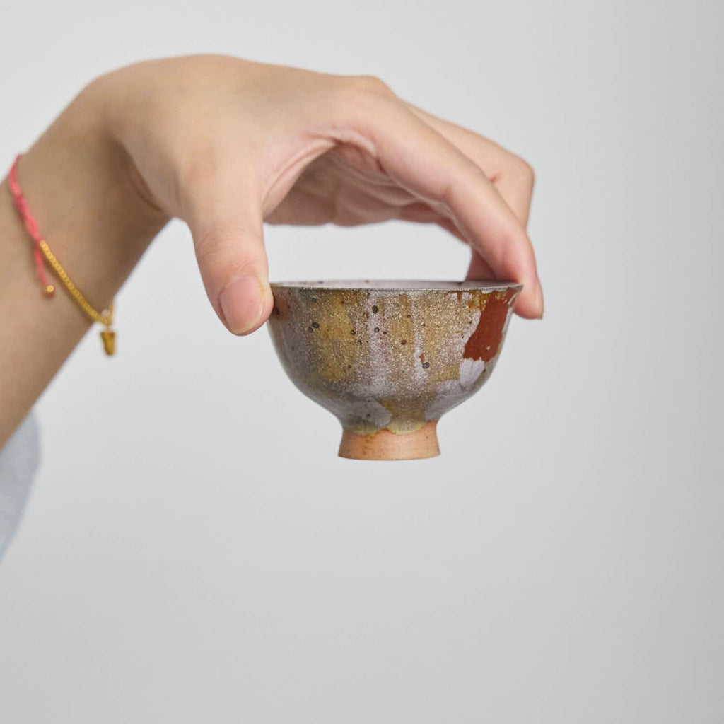 OOAK Rust Red Footed Teacup #75Cu3 - Rouseclay