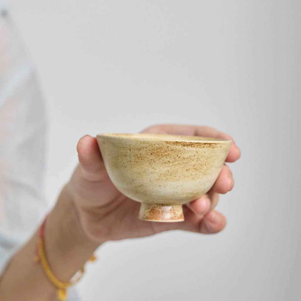 OOAK Sand Beige Footed Teacup #ZR10 - Rouseclay