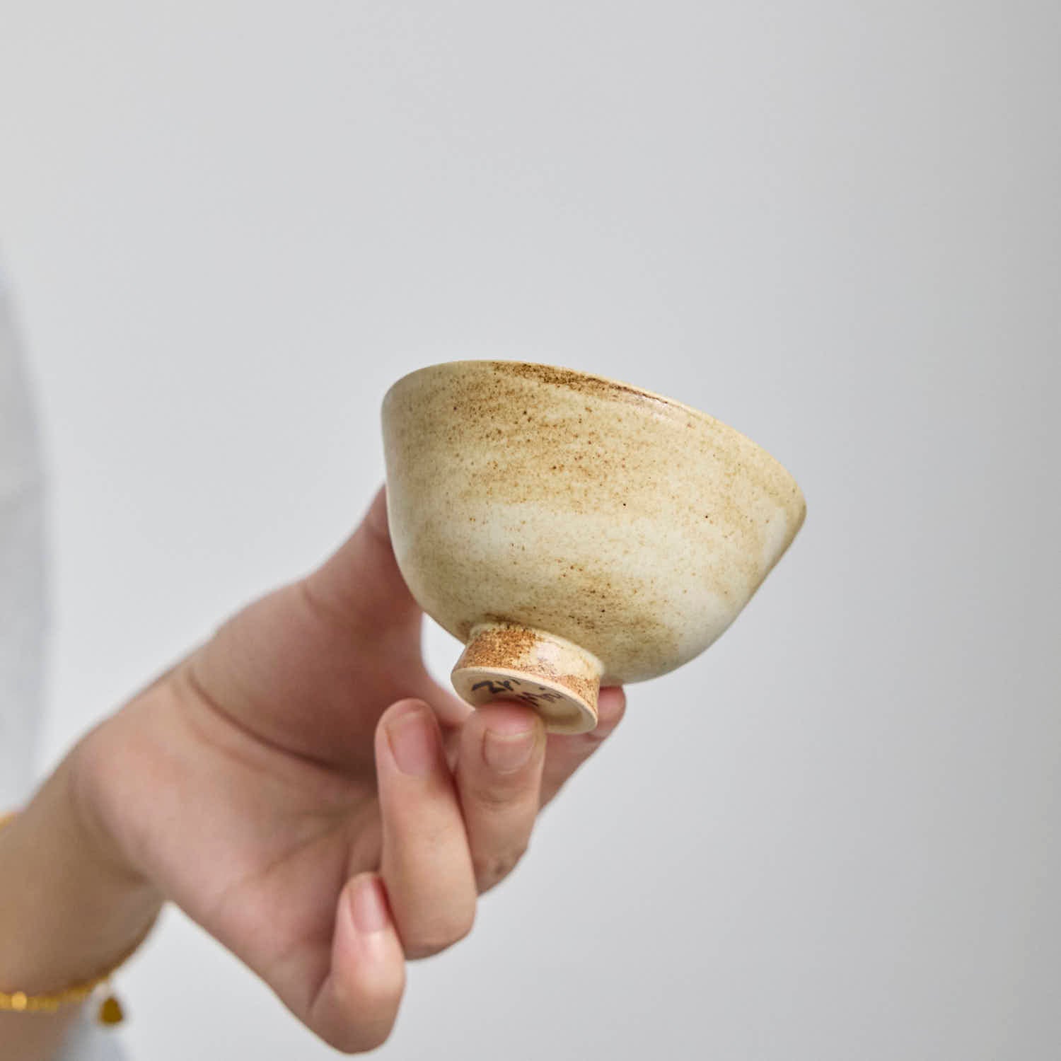 OOAK Sand Beige Footed Teacup #ZR10 - Rouseclay