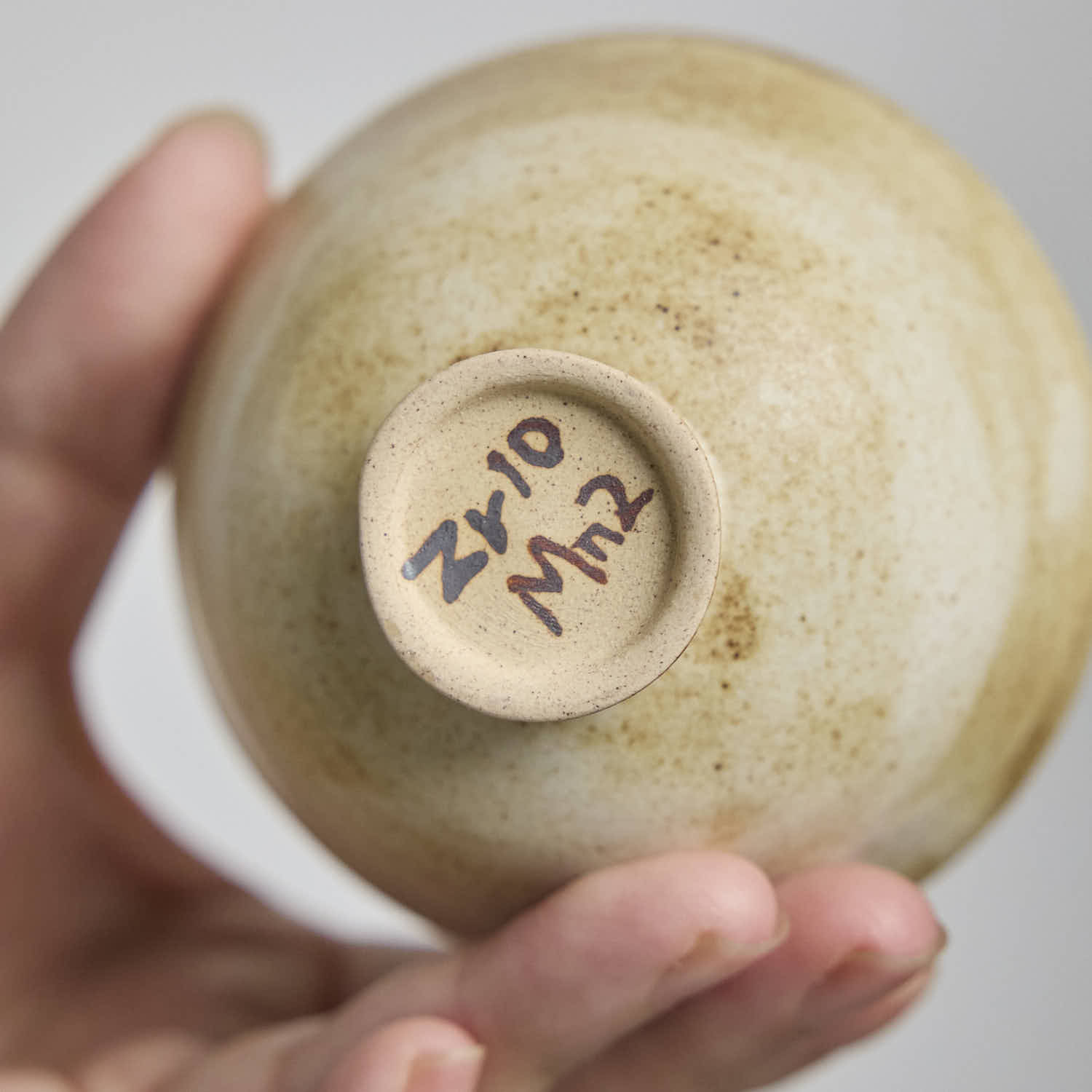 OOAK Sand Beige Footed Teacup #ZR10 - Rouseclay