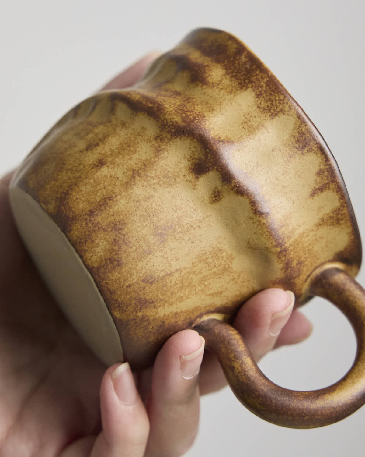 日用餐厨日式复古侘寂风咖啡杯不规则手作粗陶杯拿铁拉花下午茶杯 - Rouseclay