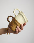 日用餐厨日式复古侘寂风咖啡杯不规则手作粗陶杯拿铁拉花下午茶杯 - Rouseclay