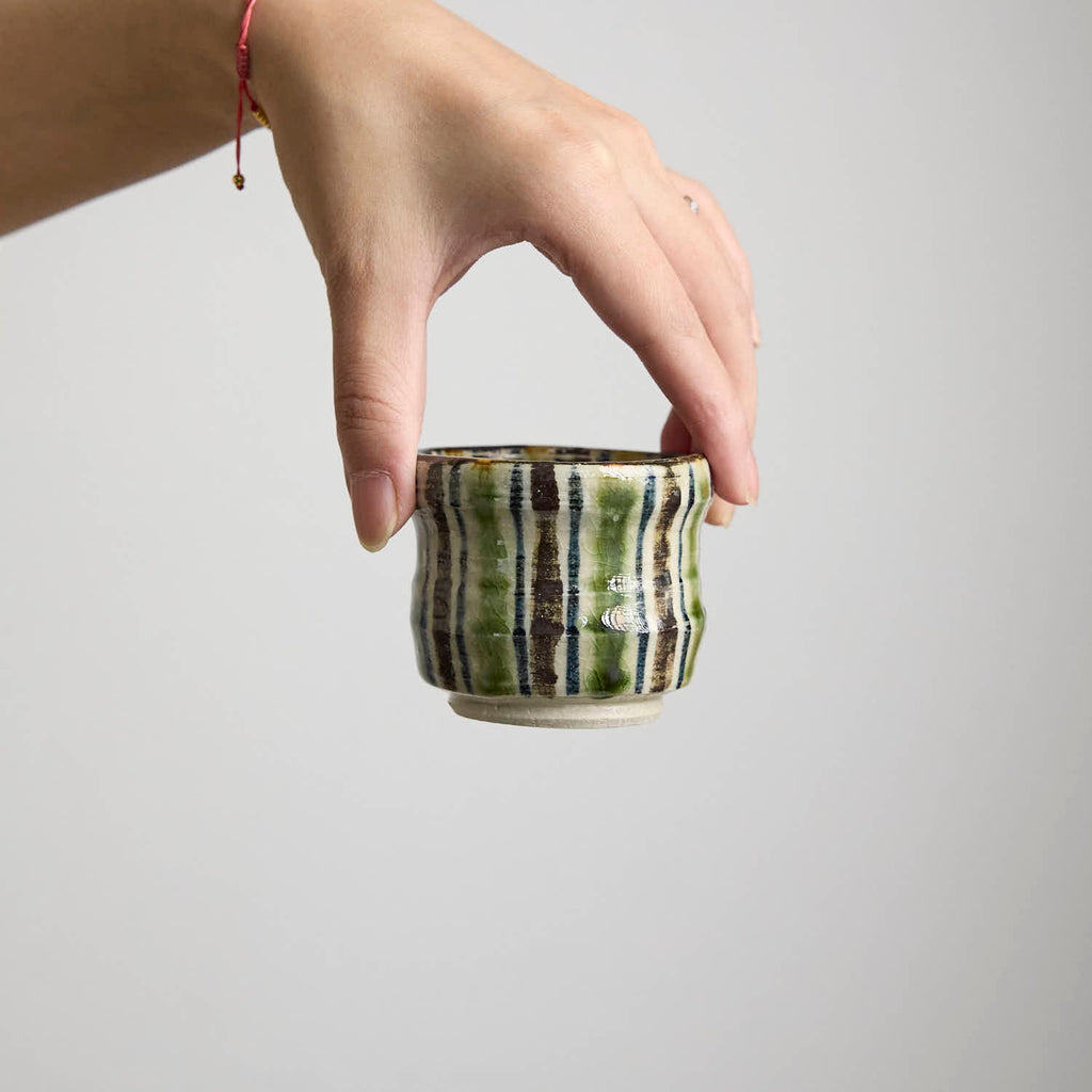 OOAK Crackle Glaze Striped Cup - Rouseclay
