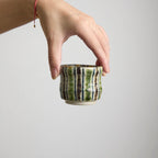 OOAK Crackle Glaze Striped Cup - Rouseclay