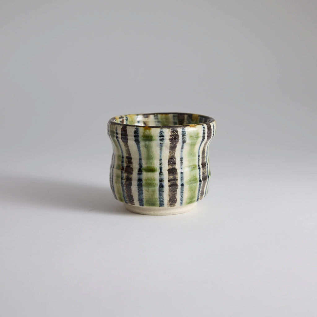 OOAK Crackle Glaze Striped Cup - Rouseclay