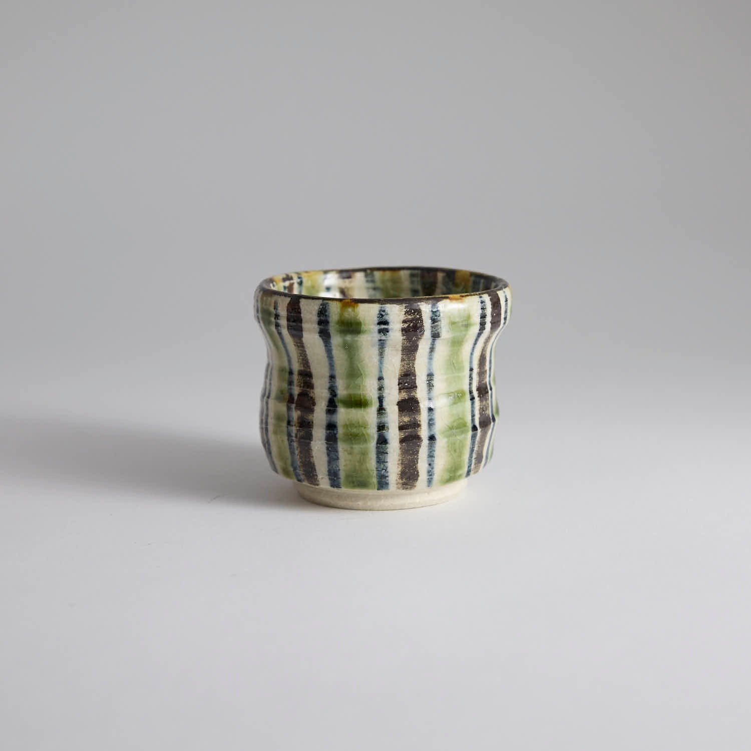 OOAK Crackle Glaze Striped Cup - Rouseclay