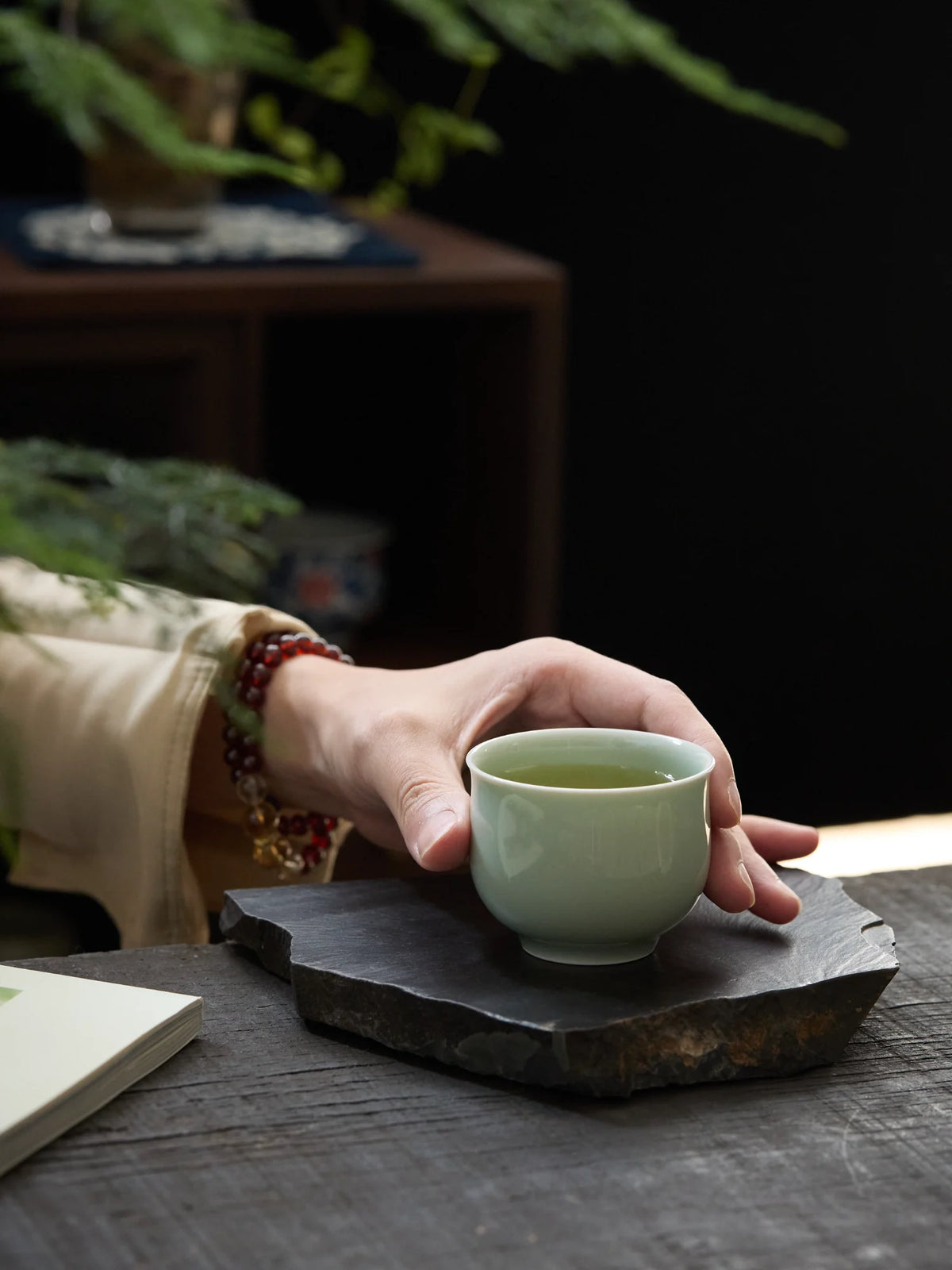 Ou Ware Celadon Arhat / Zen Teacup – Handmade Full-Palm Gongfu Tea Cup